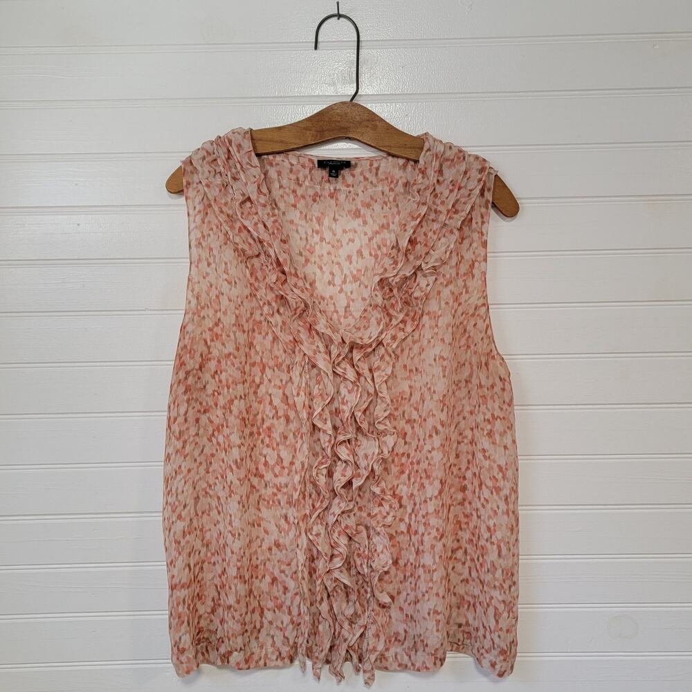 Talbots Silk Ruffle Blouse Top Size 16 Sleeveless Tank Feminine Romantic Work